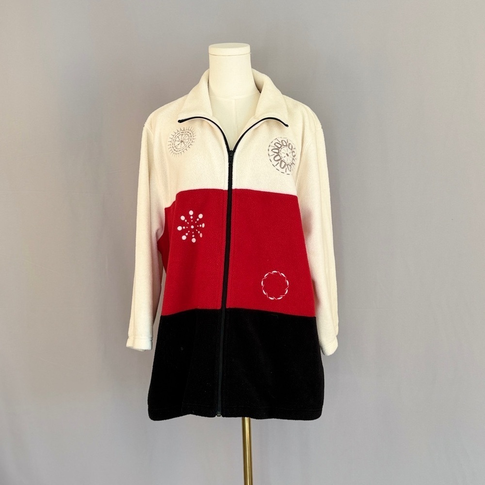 Retro Winter Style Colorblock Fleece Jacket With A Playful Touch Of Winter